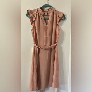 Light Pink Frilled Neckline Dress in Size Small